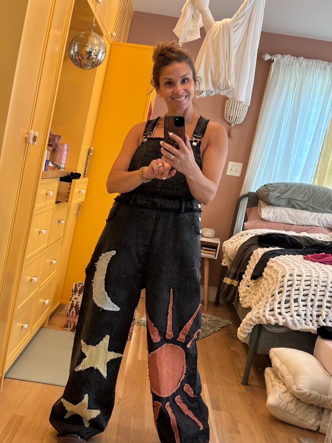 Customer photo review of Autumn Solstice Patchwork Overalls