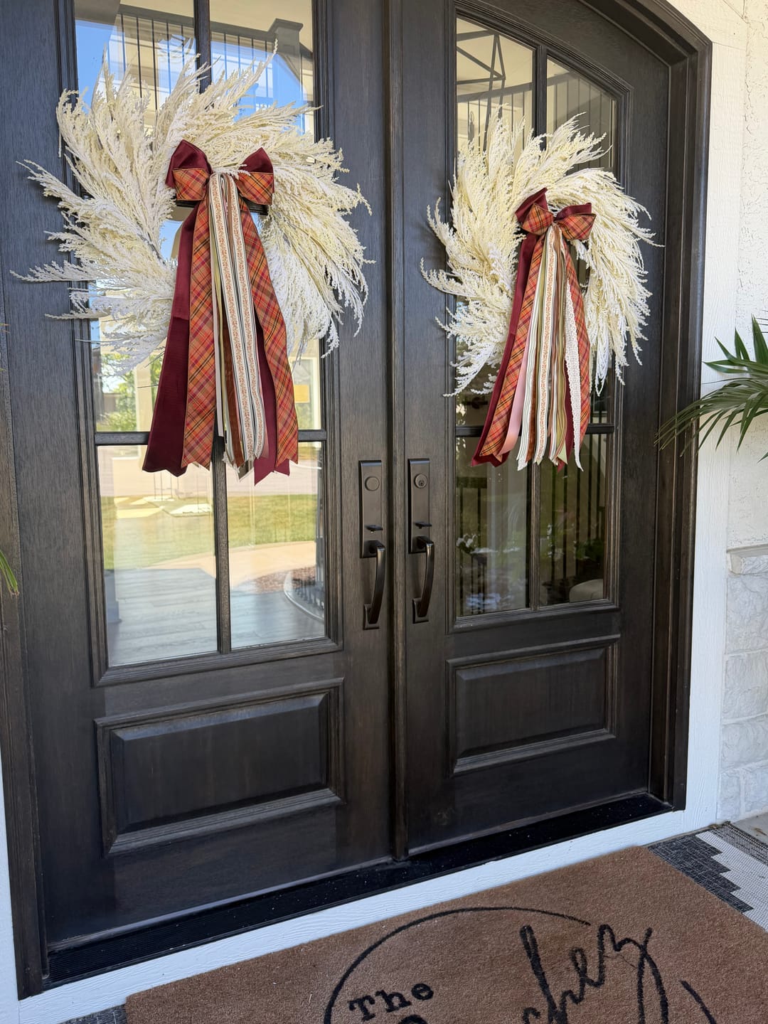 Customer photo review of Harvest Plaid Wreath Ribbon