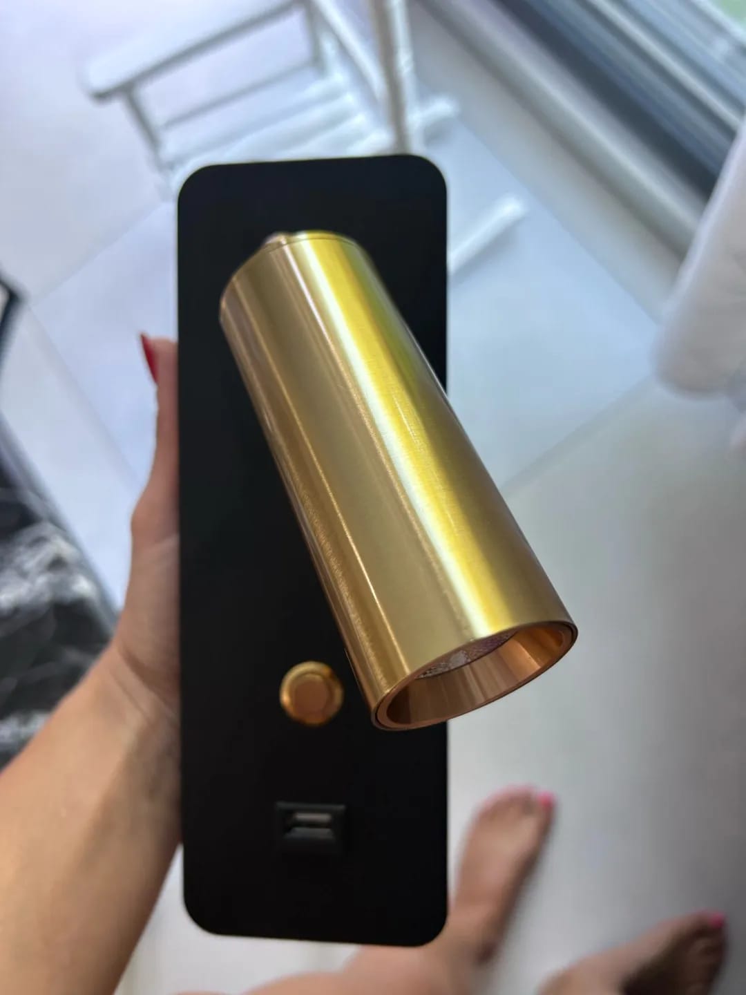 Customer photo review of Black Wall Light for Bedroom, USB Reading Spot, 23 cm