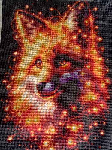 Customer photo review of Fairy lights fox | Diamond Painting Kit