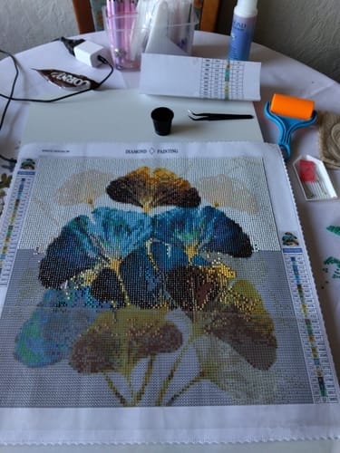 Customer photo review of Abstract Ginkgo and Monstera Bouquet | Diamond Painting Kit