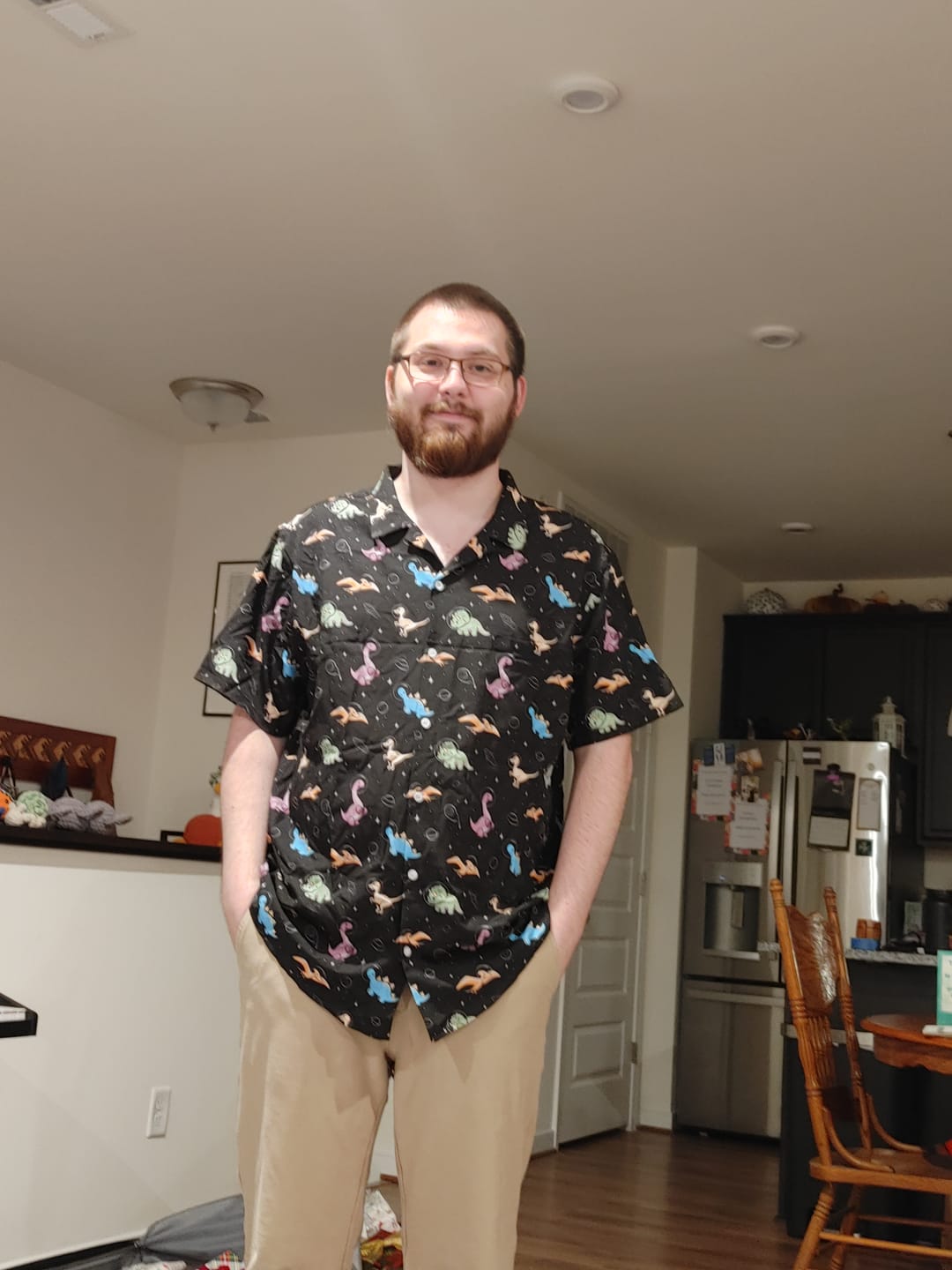 Customer photo review of Dinostellar Space Dinosaurs Button Up Shirt
