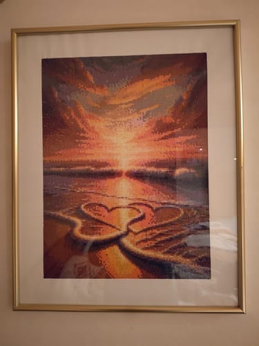 Customer photo review of Two hearts on the beach | Diamond Painting Kit