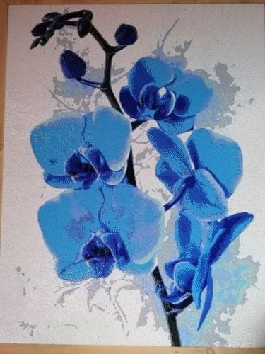 Customer photo review of Orchid in blue | Diamond Painting Kit