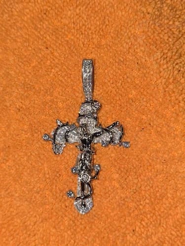 Review photo: Iced Out Ornate Cross Pendant Necklace - Moissanite, Gold or Silver, Pendant Only or with Tennis Chain, 925 Silver