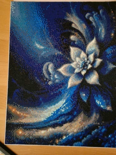 Customer photo review of Blue abstract flower | Diamond Painting Kit