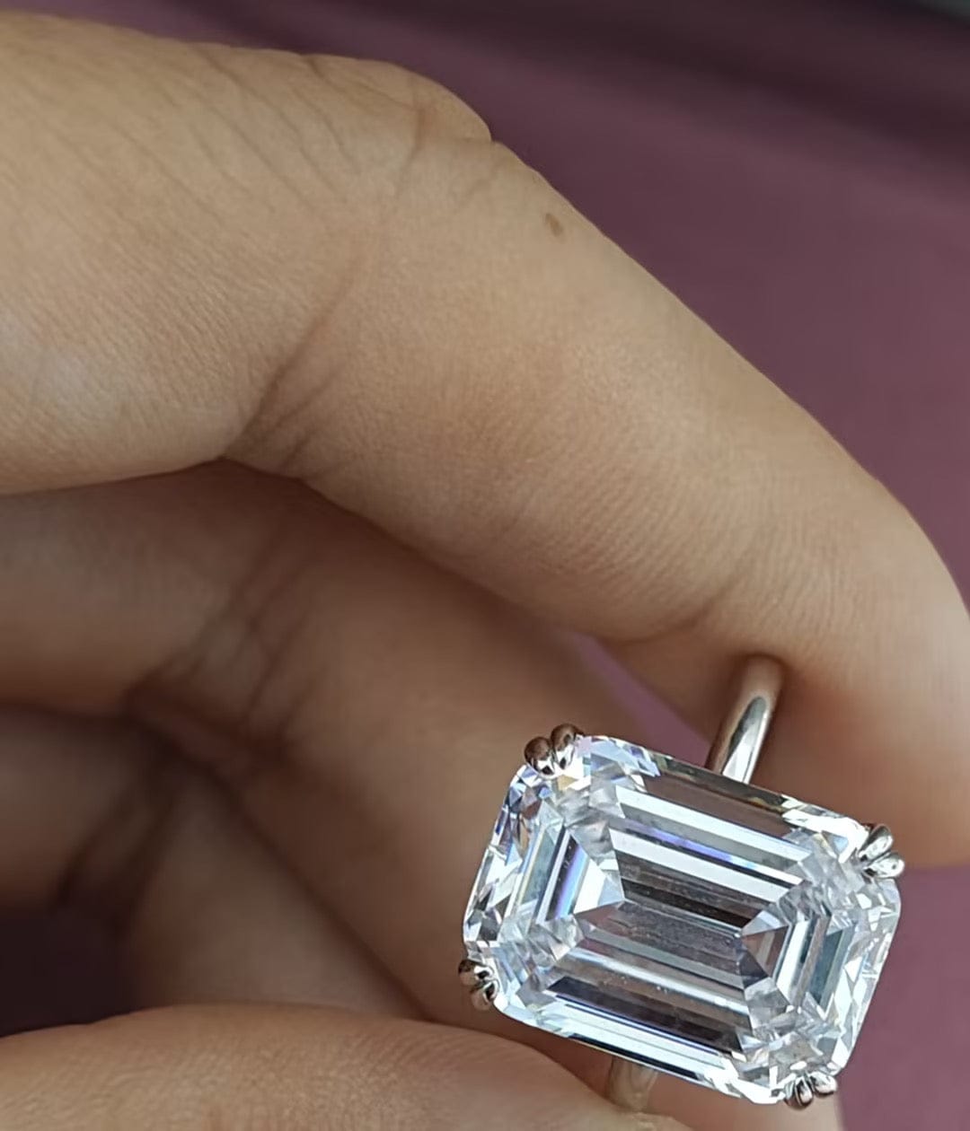 Customer photo review of S925 5.0/11.5 Ct Emerald Cut Engagement Ring In Sterling Silver Classic Everyday Wearable Ring