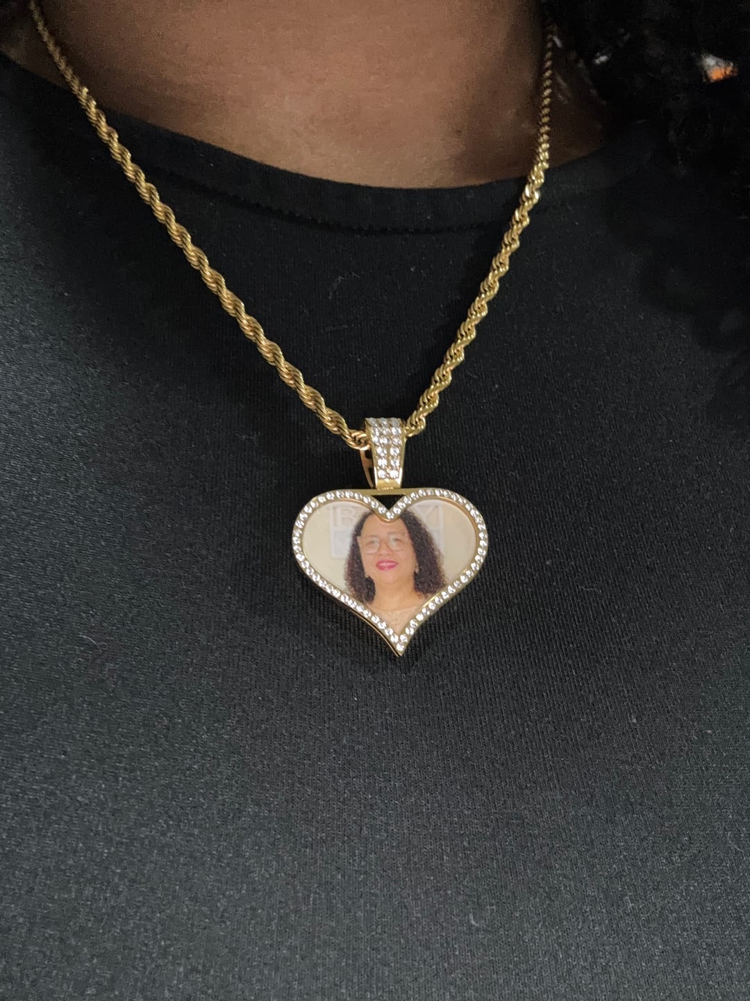 Customer photo review of Iced Photo Pendant w/ Rope Chain