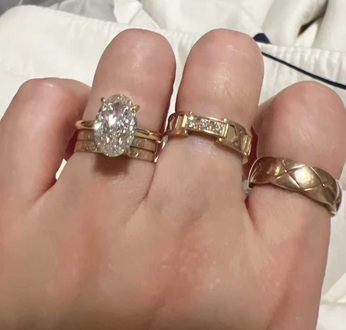 Customer photo review of Hidden Halo Solitaire Oval Cut Diamond Ring