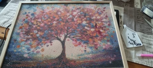 Customer photo review of An Abstract Tree of Joyful Colors | Diamond Painting Kit