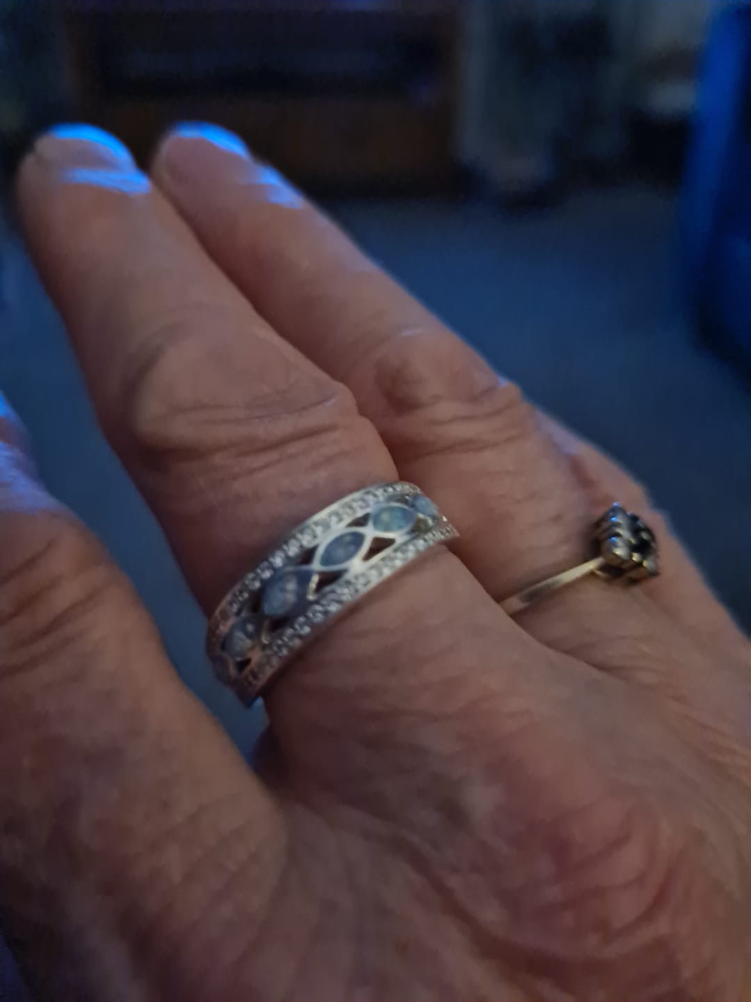 Customer photo review of Ladies Silver Forever Remembered CZ Half Channel Ring