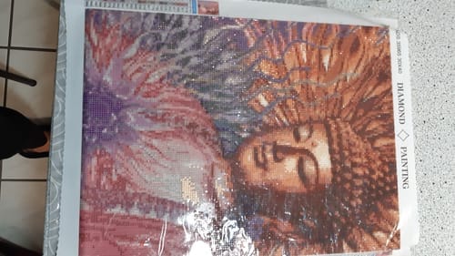 Customer photo review of Buddha surrounded by flowers | Diamond Painting Kit
