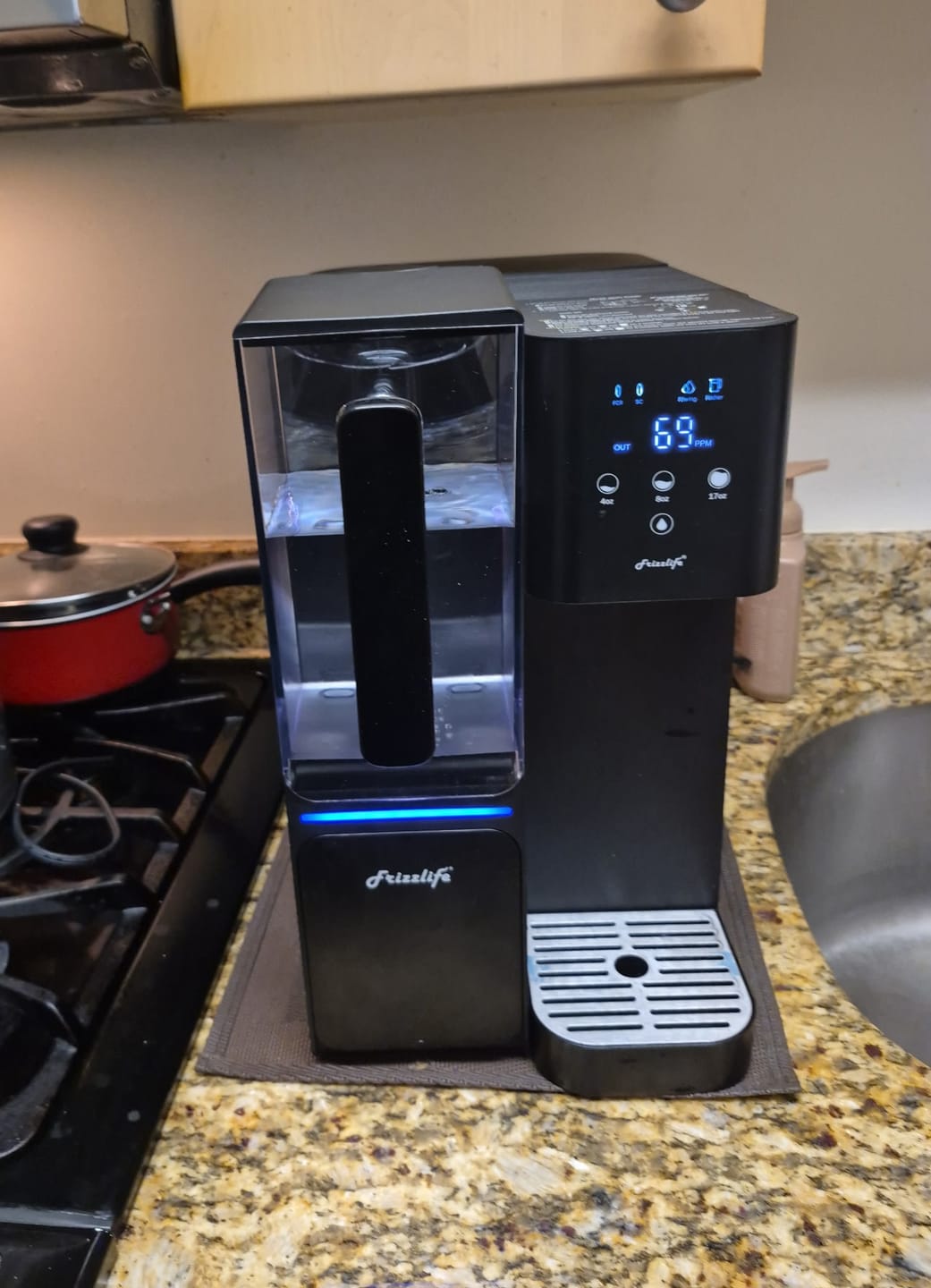 Customer photo review of Frizzlife Countertop Reverse Osmosis System with Alkaline Water, WB99-C