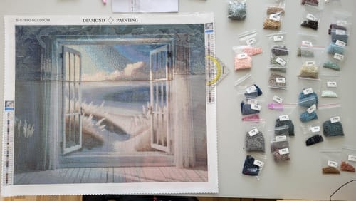 Customer photo review of Window View of the Dunes | Diamond Painting Kit