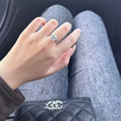 Customer photo review of 6 Prong Solitaire Round Cut Engagement Ring