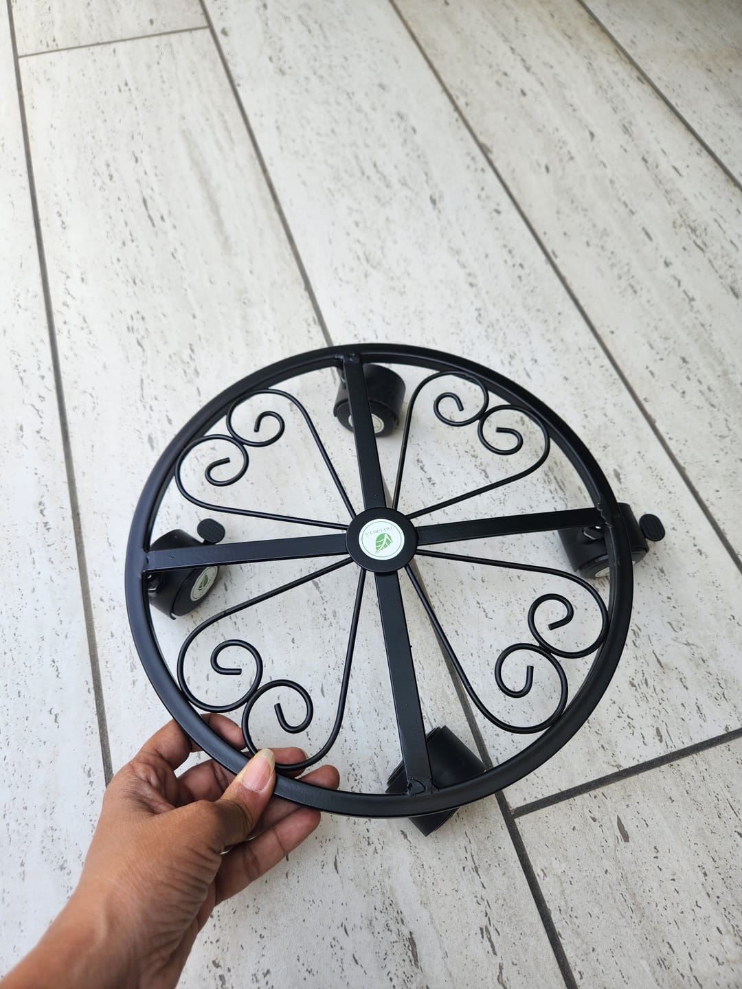 Customer photo review of TryGreen Luna Wheel Rolling Plant Stand for Planters
