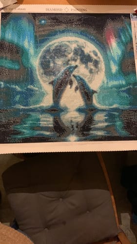 Customer photo review of The Dolphins' Moonlit Dance | Diamond Painting Kit