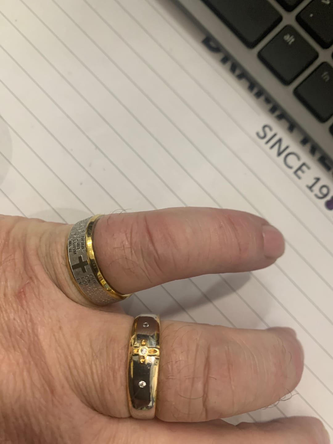 Customer photo review of FREE Today: Modern Style Two-tone Gold Cross Alloy Ring-With God All Things Are Possible