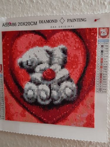 Customer photo review of Teddy Couple Rose and Heart | Diamond Painting Kit