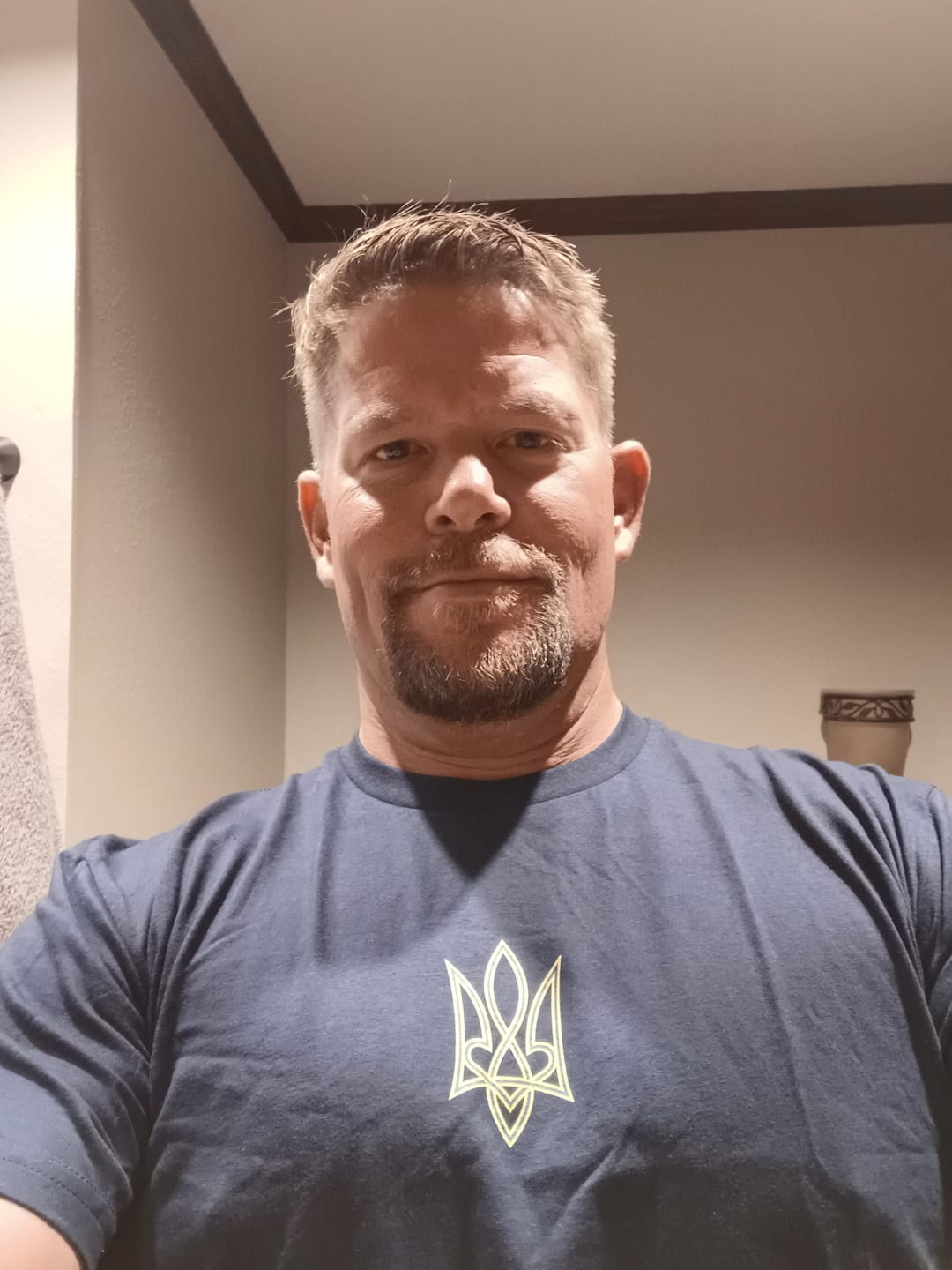 Customer photo review of Blue and Yellow Trident T-Shirt
