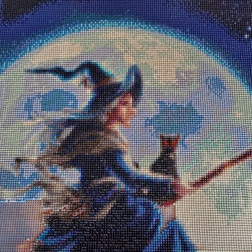 Customer photo review of Witch on a broom | Diamond Painting Kit