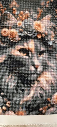 Customer photo review of Cat with flower wreath | Diamond Painting Kit