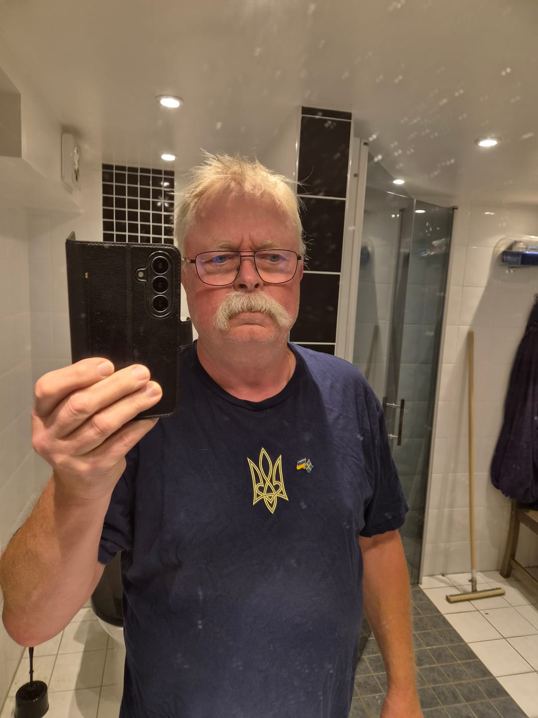 Customer photo review of Blue and Yellow Trident T-Shirt
