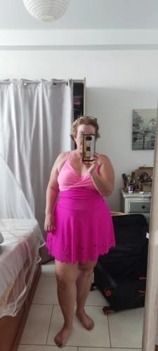Customer photo review of Solid Color Swimsuit Apparel Cutout