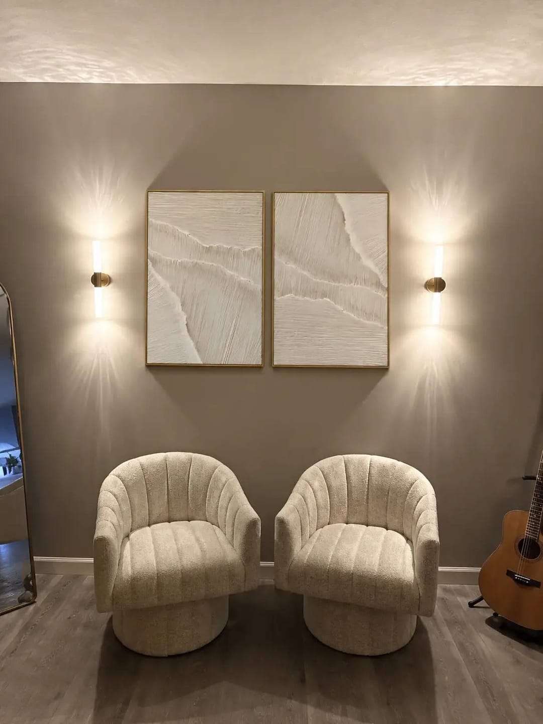 Customer photo review of Minimalist White Abstract Linear Diptych