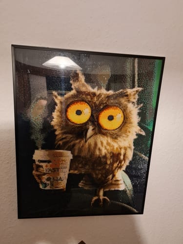 Customer photo review of Coffee owl | Diamond Painting Kit