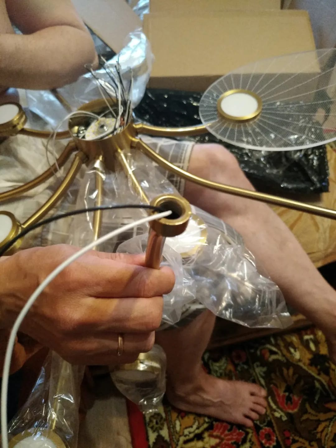 Customer photo review of Gold Acrylic Chandelier for Living Room, Tiered Leaves, 103 cm