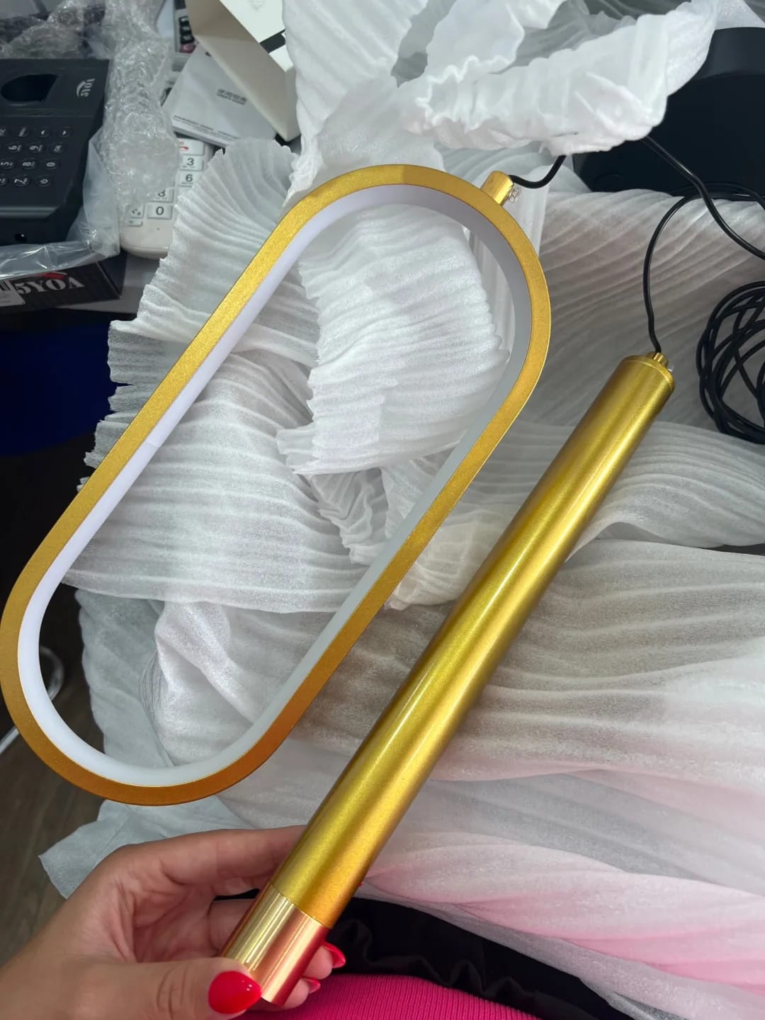 Customer photo review of Black Pendant Light for Bedroom, Acrylic Base, 30 cm