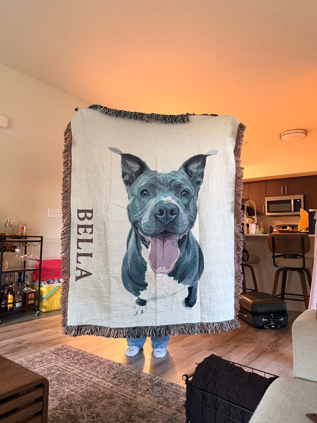 Customer photo review of Custom Heirloom Pet Throw Blanket