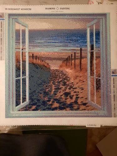 Customer photo review of View from window, beach | Diamond Painting Kit