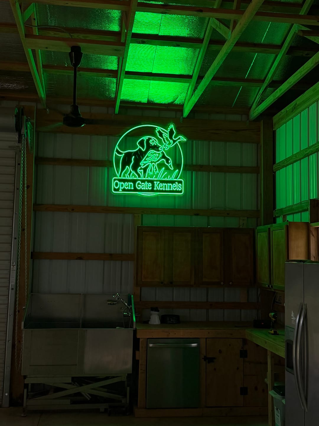 Customer photo review of Open Gate Kennels - Premium Neon Artwork