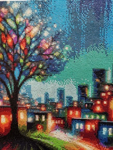 Customer photo review of City around tree abstract | Diamond Painting Kit