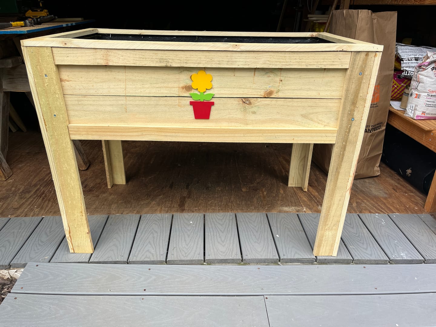 Customer photo review of Unfinished Wood Flower in Pot Silhouette - Craft- up to 46" DIY