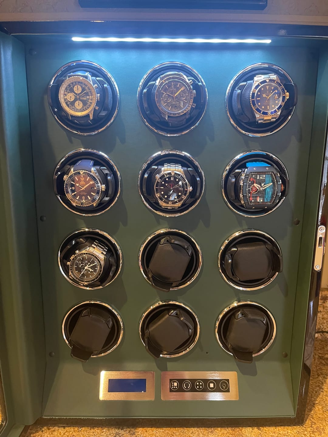 Customer photo review of 12 Watch Winder for Automatic Watches LCD Remote Control Quiet Mabuchi Motors-Green