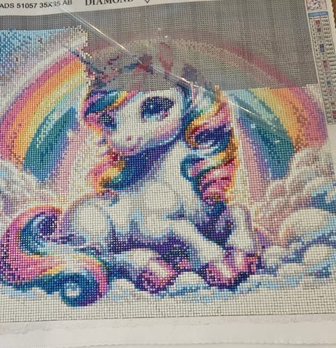 Customer photo review of Unicorn in front of rainbow | Diamond Painting Kit