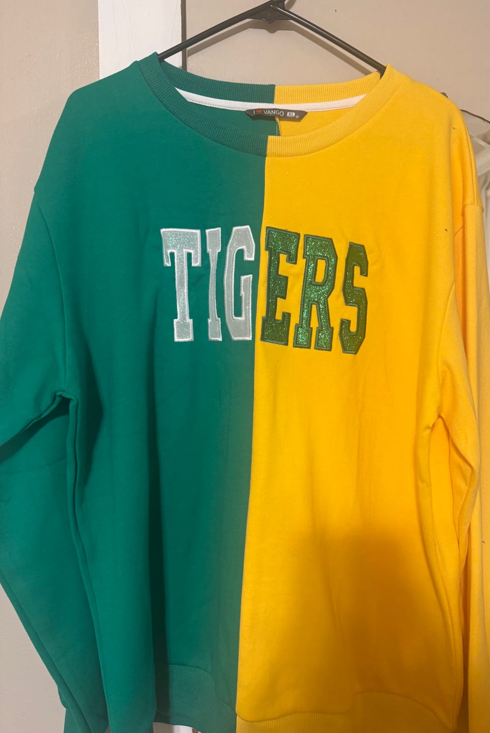 Customer photo review of Custom Glitter Embroidered Two Tone Sweatshirt | Gifts for Sports Mom
