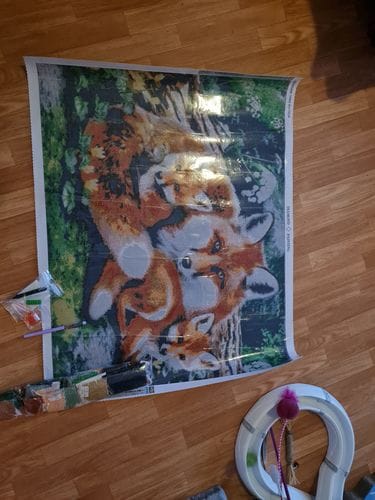 Customer photo review of Fox Family Together | Diamond Painting Kit