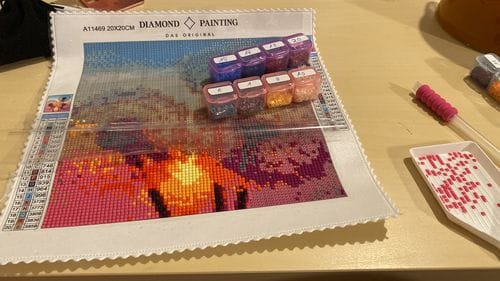Customer photo review of Dandelions on the lakeshore | Diamond Painting Kit