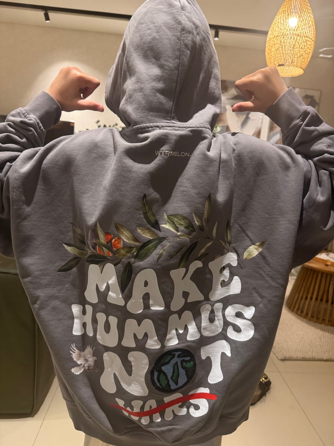 Customer photo review of Hummus Hoodie - Grey