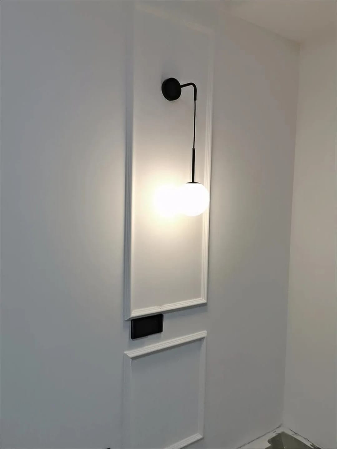 Customer photo review of Gold Globe Wall Sconce for Bedroom, Adjustable Cable, 30 cm