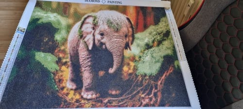Customer photo review of Little elephant in the forest | Diamond Painting Kit