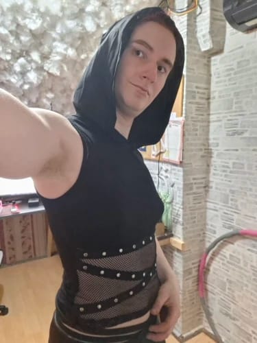 Customer photo review of Punk Sleeveless Mesh Patchwork Top Lace Sleeveless