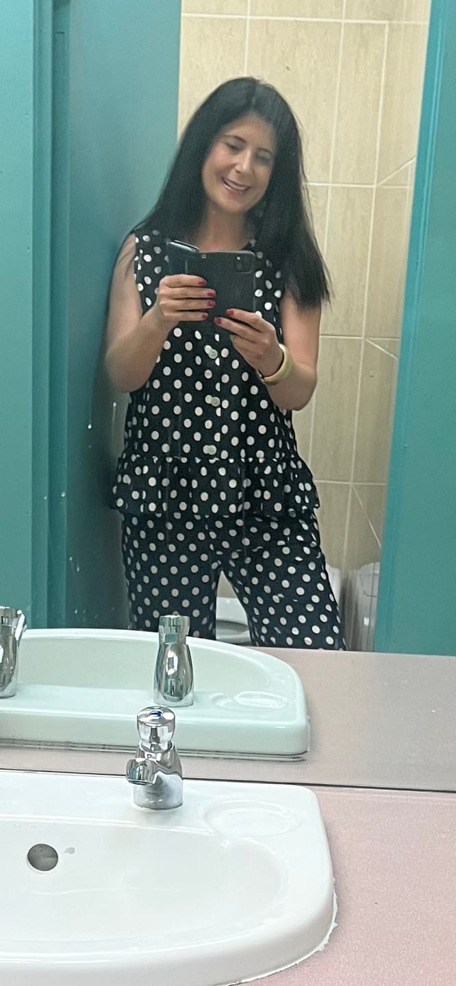 Customer photo review of Olivia Black Polka Frill Hem Top Set