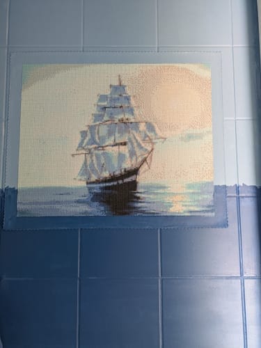 Customer photo review of Sailing Ship in the Sun | Diamond Painting Kit