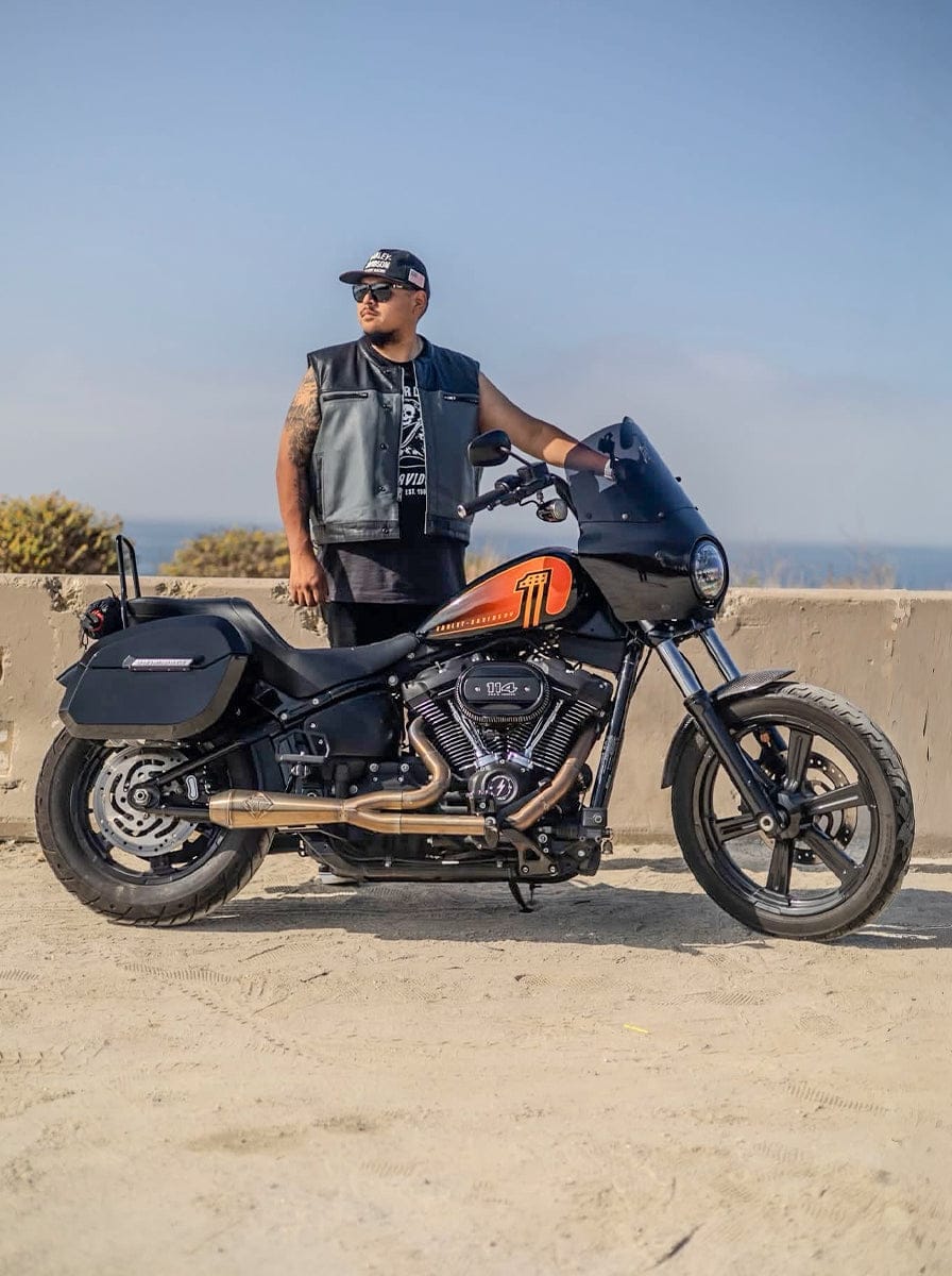 Customer photo review of 32L - Darkin Large Quick Mount Painted Hard Saddlebags for Harley Softail Street Bob FXBB/S