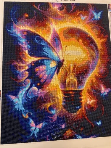 Customer photo review of Butterfly in light bulb | Diamond Painting Kit